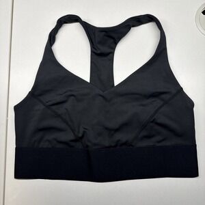 Good American XL Active Essentials Icon Sports Bra Black Stretch Size 4